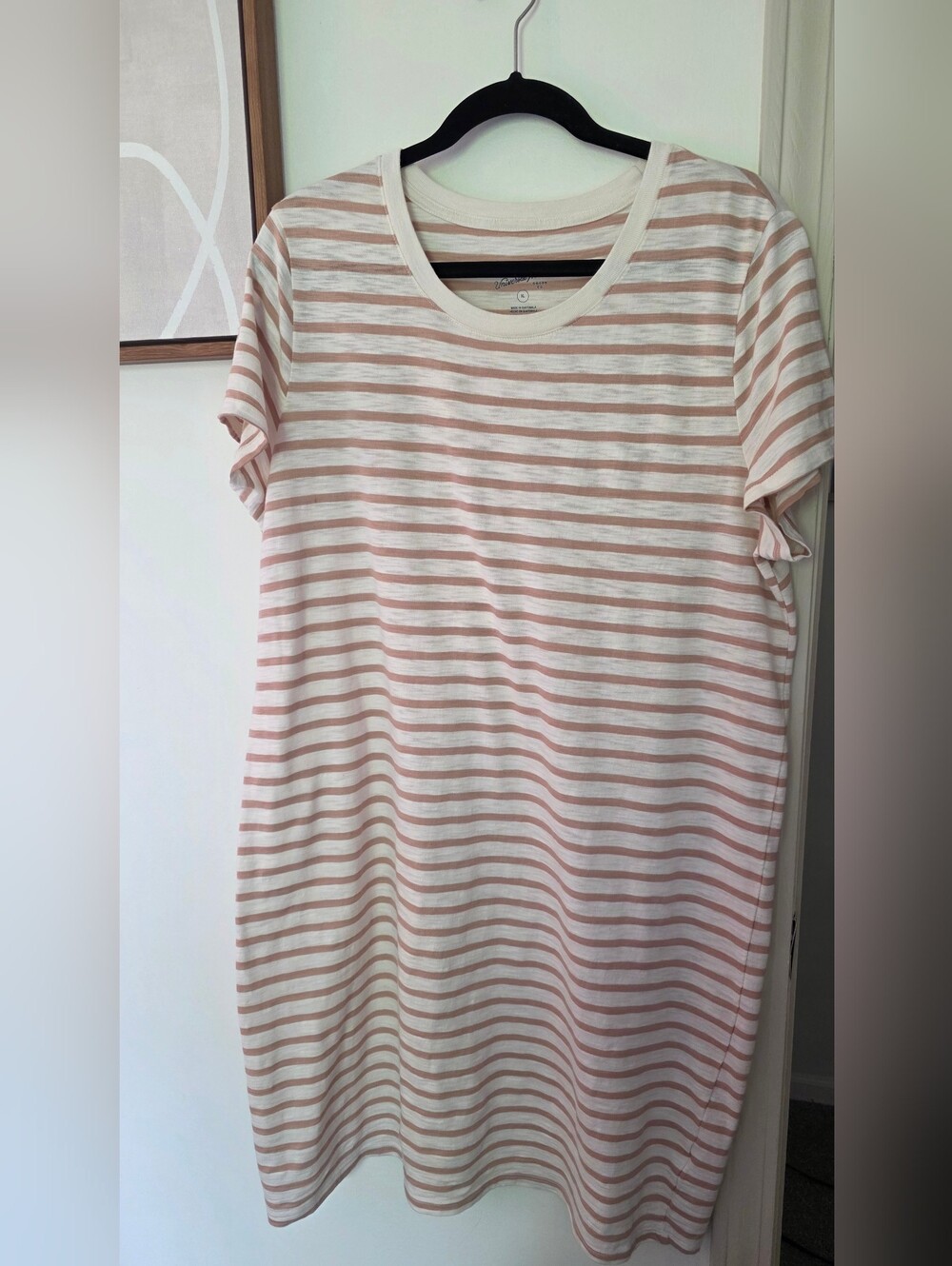 Light Pink and White Striped Midi Dress